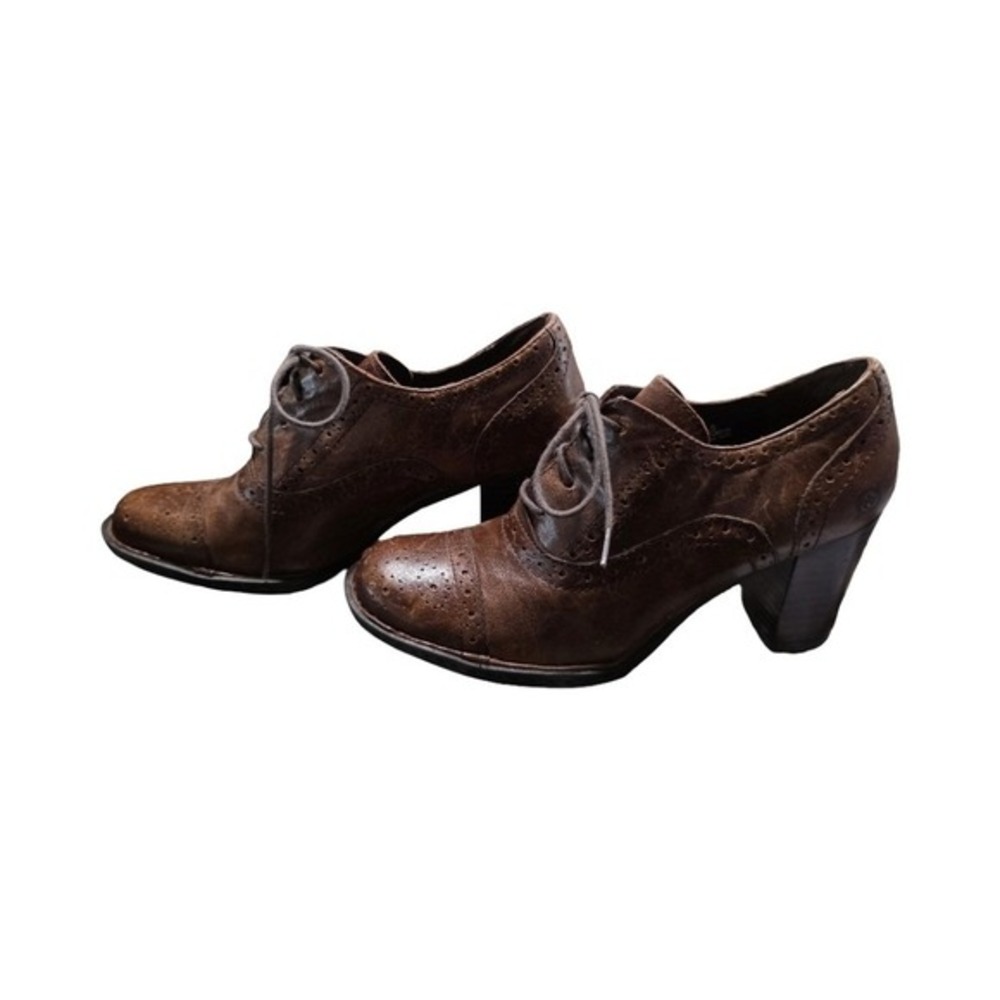 Born Brown Leather Distressed Granny Wingtip Lace-Up Oxfords‎ Brogues Size 7.5